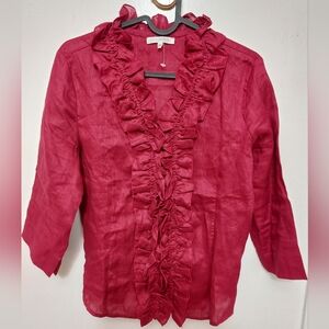 Naracamicie Red Ruffled Blouse